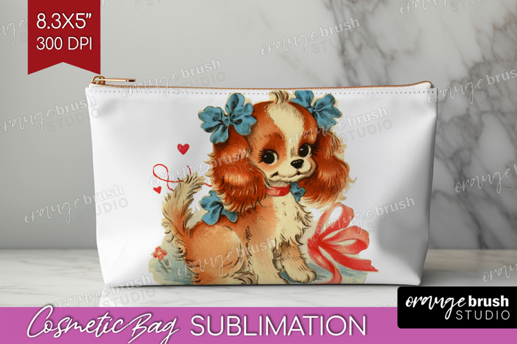 Vintage Valentines Day Cosmetic Bag - Retro Animal Makeup