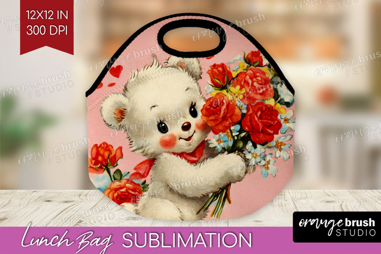 Vintage Valentines Day Lunch Bag - Retro Animal Lunch Bug