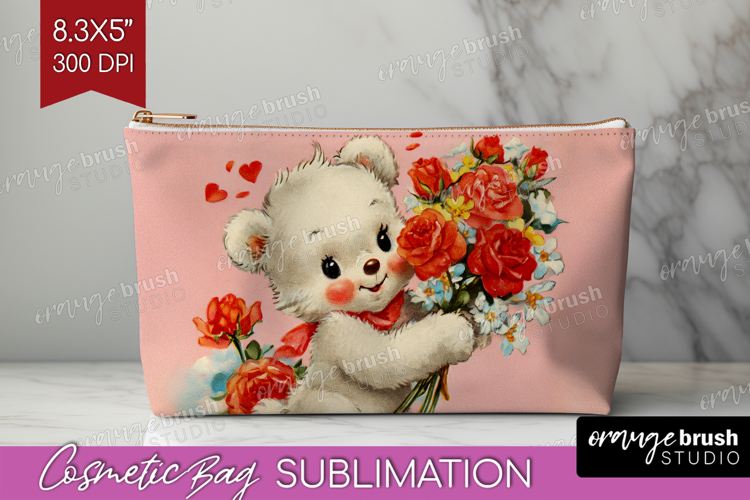 Vintage Valentines Day Cosmetic Bag - Retro Animal Makeup