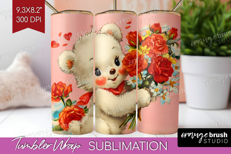 Vintage Valentines Day Tumbler Wrap - Retro Animal Tumbler