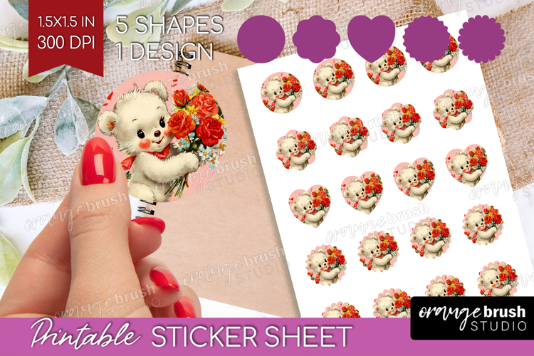 Vintage Valentines Day Round Sticker - Retro Animal Sticker