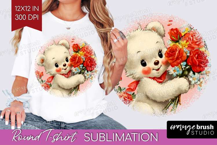 Vintage Valentines Day Round Tshirt Background - Retro PNG