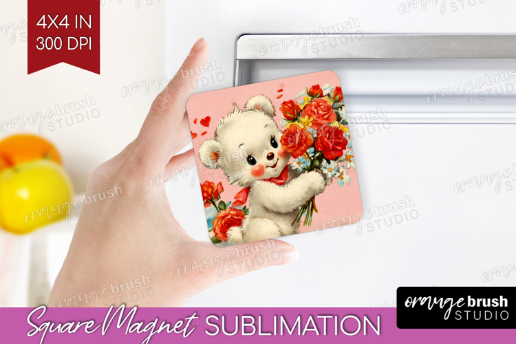 Vintage Valentines Day Magnet Sublimation - Retro Animal PNG