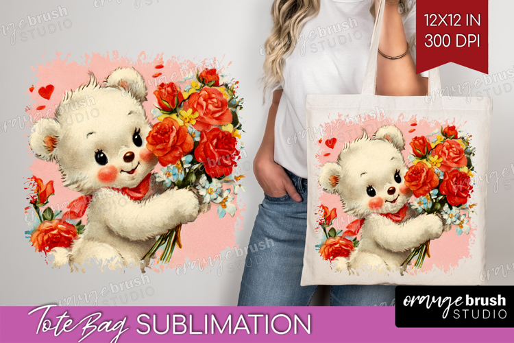 Vintage Valentines Day Tote Bag - Retro Animal Tote Bag PNG