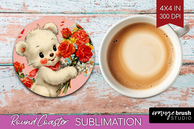 Vintage Valentines Day Round Coaster - Retro Animal Coaster