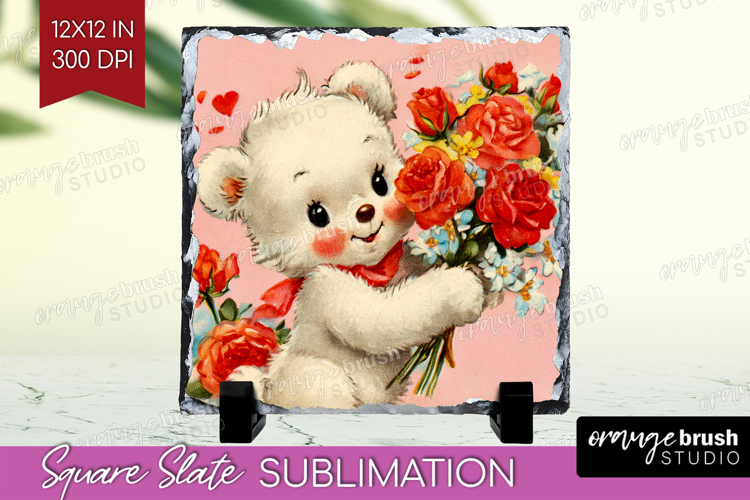 Vintage Valentines Day Slate PNG - Retro Animal Square Slate