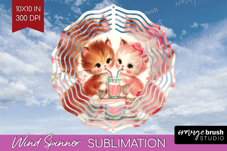 Vintage Valentines Day Wind Spinner Sublimation PNG - Retro