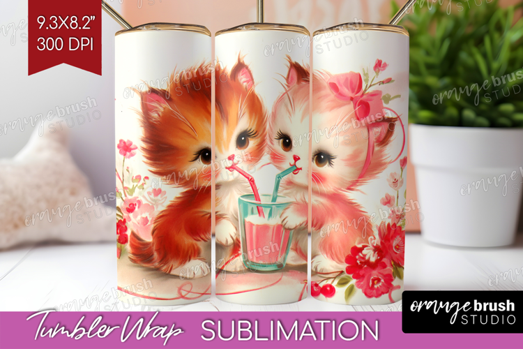 Vintage Valentines Day Tumbler Wrap - Retro Animal Tumbler