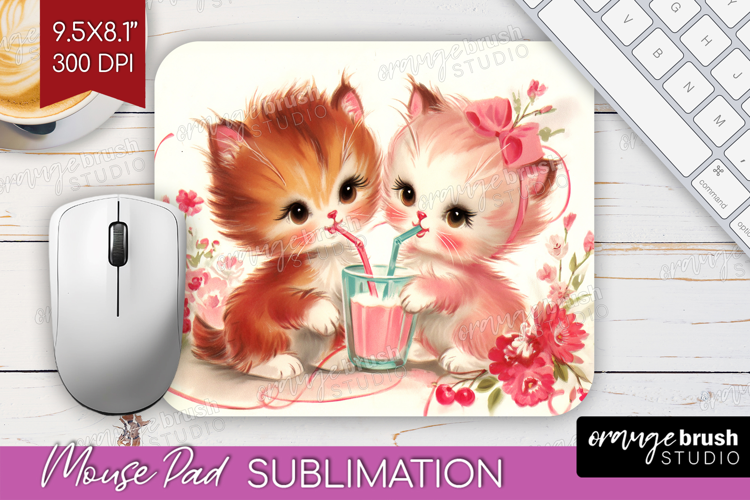 Vintage Valentines Day Mouse Pad Sublimation - Retro Animal