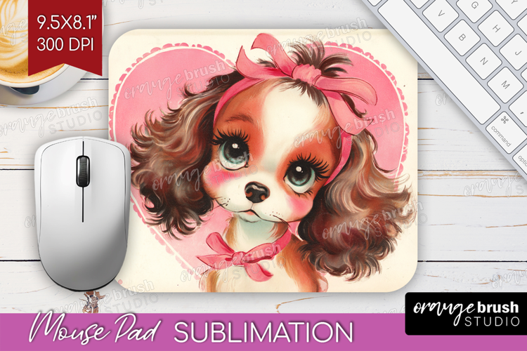 Vintage Valentines Day Mouse Pad Sublimation - Retro Animal