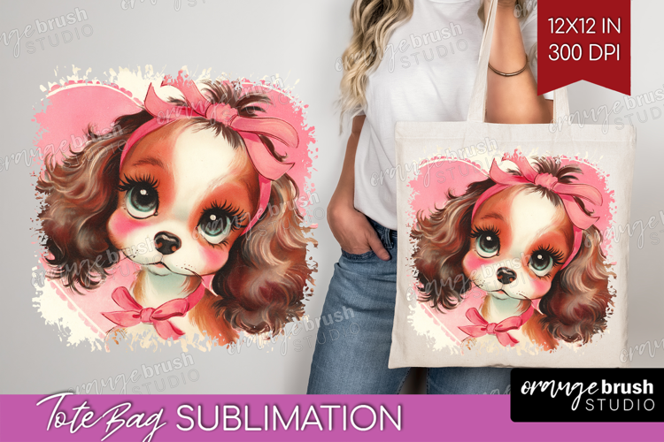 Vintage Valentines Day Tote Bag - Retro Animal Tote Bag PNG