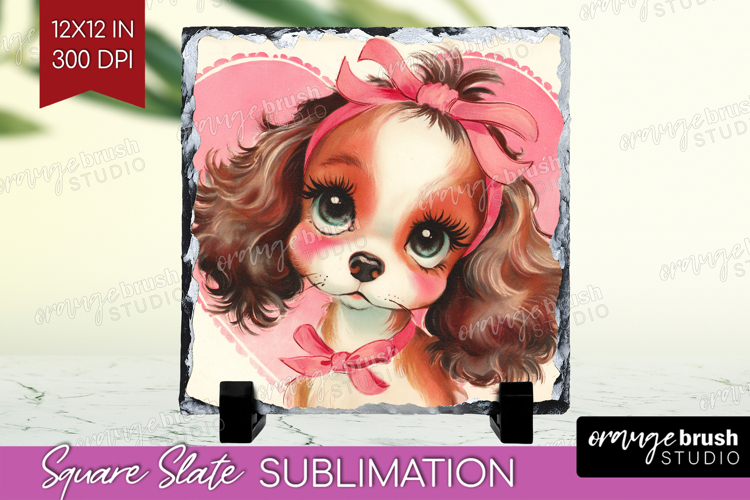 Vintage Valentines Day Slate PNG - Retro Animal Square Slate