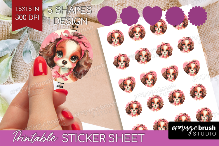 Vintage Valentines Day Round Sticker - Retro Animal Sticker