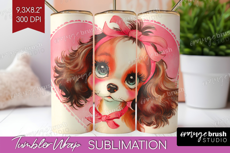 Vintage Valentines Day Tumbler Wrap - Retro Animal Tumbler