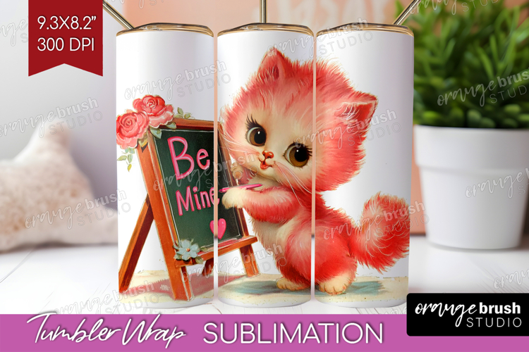 Vintage Valentines Day Tumbler Wrap - Retro Animal Tumbler