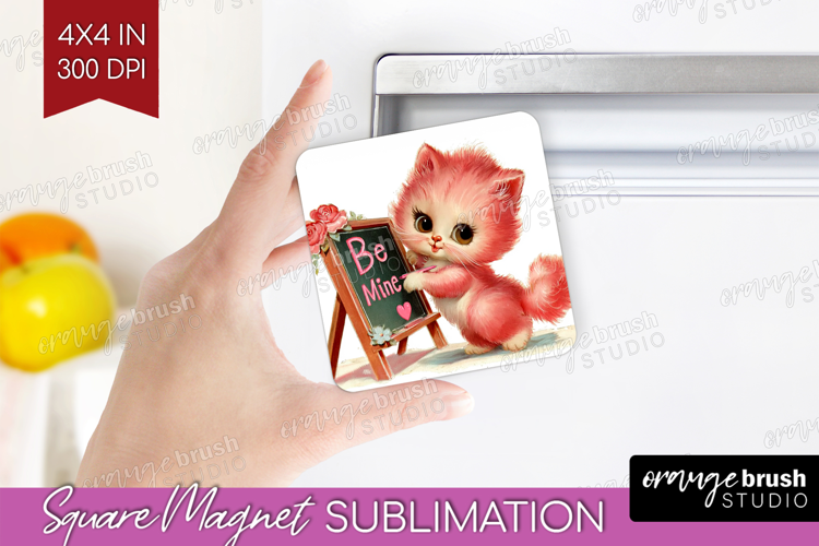 Vintage Valentines Day Magnet Sublimation - Retro Animal PNG