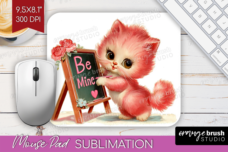 Vintage Valentines Day Mouse Pad Sublimation - Retro Animal