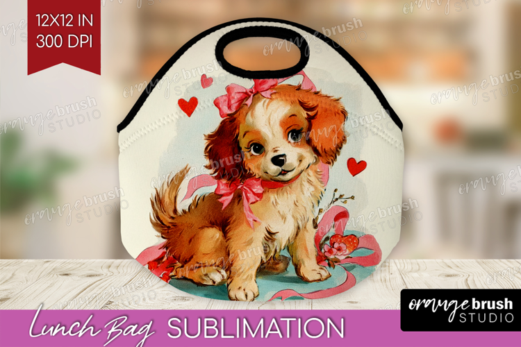 Vintage Valentines Day Lunch Bag - Retro Animal Lunch Bug
