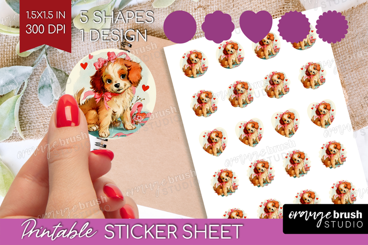 Vintage Valentines Day Round Sticker - Retro Animal Sticker