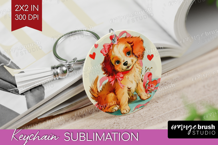 Vintage Valentines Day Keychain PNG - Retro Animal Keychain