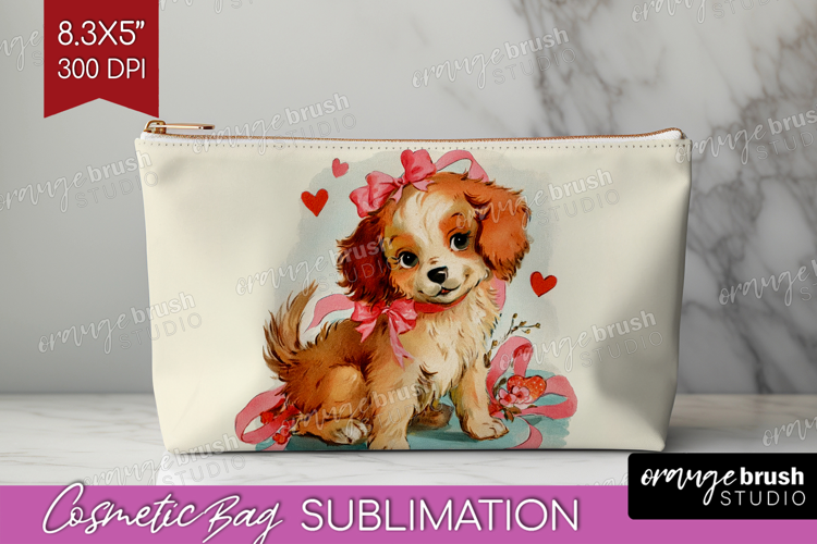 Vintage Valentines Day Cosmetic Bag - Retro Animal Makeup