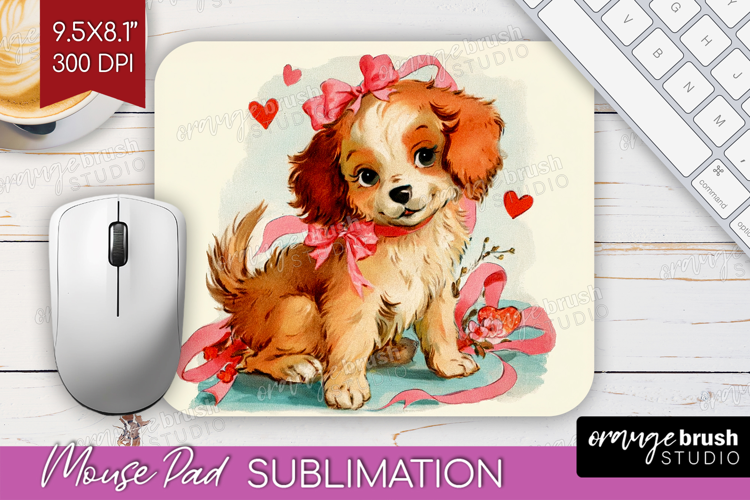 Vintage Valentines Day Mouse Pad Sublimation - Retro Animal