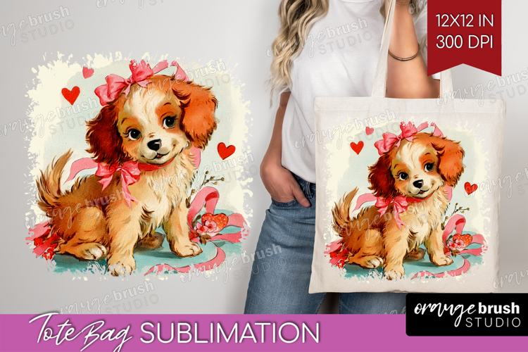 Vintage Valentines Day Tote Bag - Retro Animal Tote Bag PNG