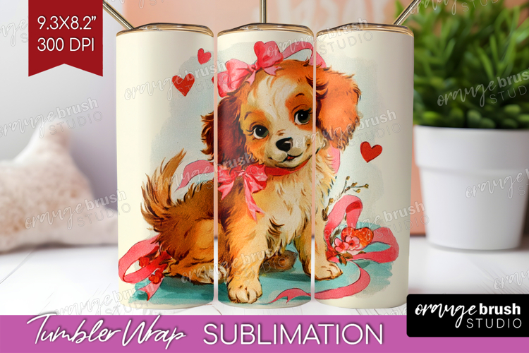 Vintage Valentines Day Tumbler Wrap - Retro Animal Tumbler