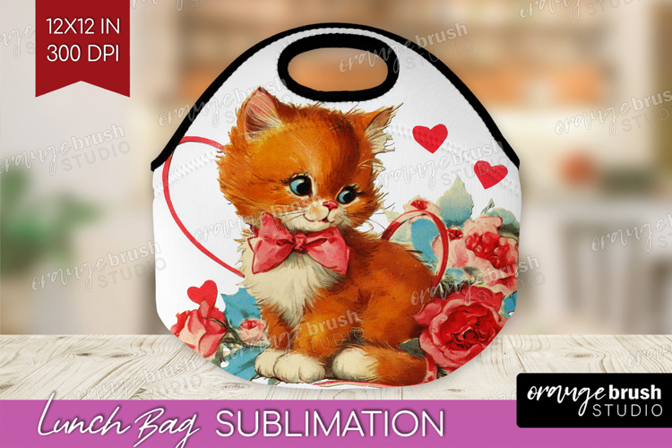 Vintage Valentines Day Lunch Bag - Retro Animal Lunch Bug