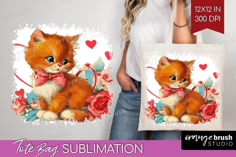 Vintage Valentines Day Tote Bag - Retro Animal Tote Bag PNG