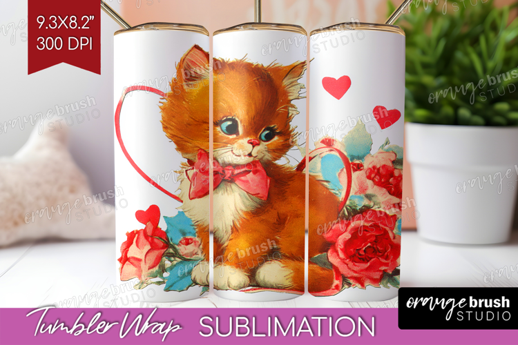 Vintage Valentines Day Tumbler Wrap - Retro Animal Tumbler