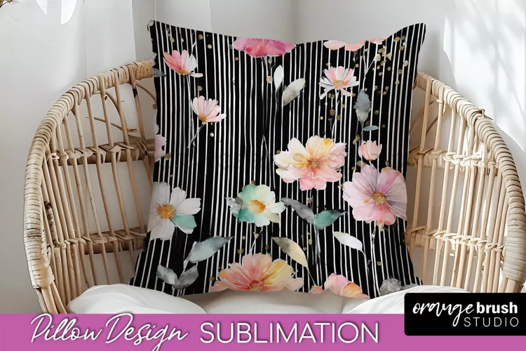 Watercolor Flowers Pillow Cover - Summer Pillow Sublimation