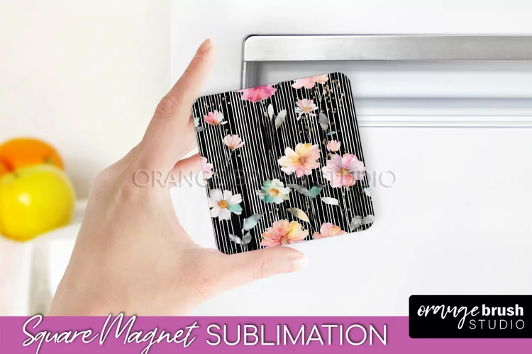 Pink Flowers Magnet Sublimation - Watercolor Magnet Design