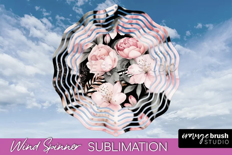 Pink Flowers Wind Spinner - Summer Wind Spinner Sublimation
