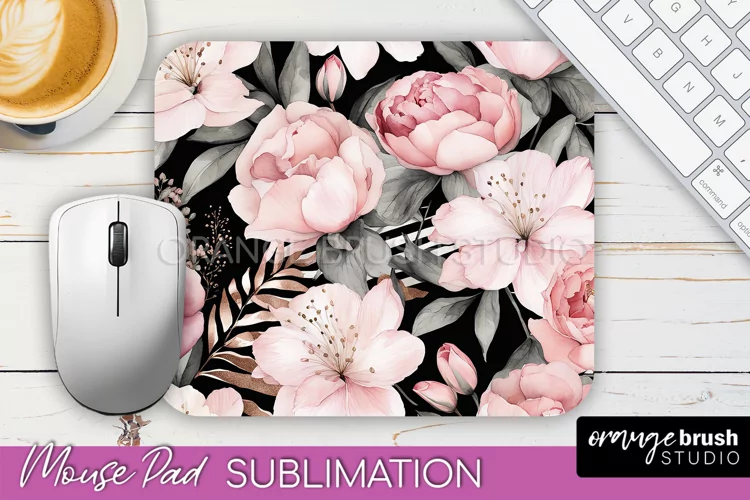 Floral Mouse Pad PNG - Pink Flowers Mousepad Sublimation