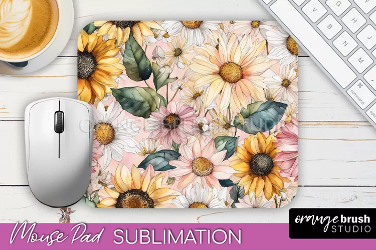 Floral Mouse Pad PNG - Pink Flowers Mousepad Sublimation