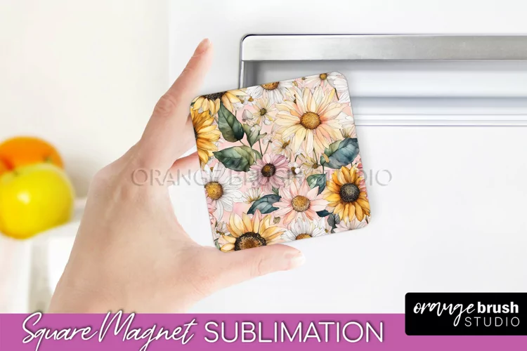 Pink Flowers Magnet Sublimation - Watercolor Magnet Design