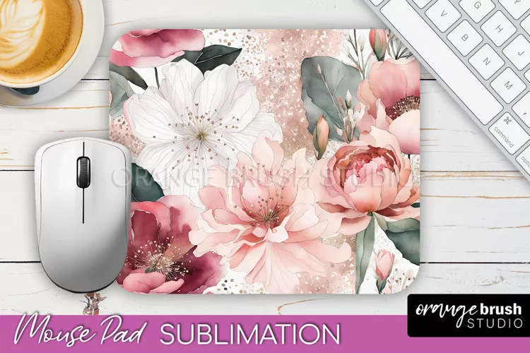 Floral Mouse Pad PNG - Pink Flowers Mousepad Sublimation