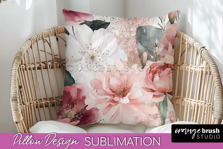 Watercolor Flowers Pillow Cover - Summer Pillow Sublimation
