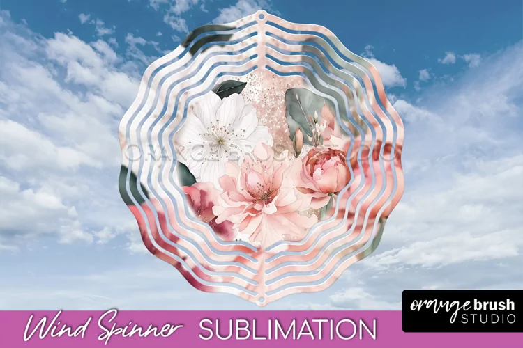 Pink Flowers Wind Spinner - Summer Wind Spinner Sublimation