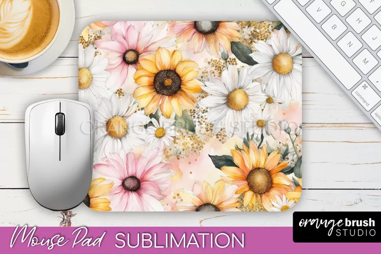 Floral Mouse Pad PNG - Pink Flowers Mousepad Sublimation