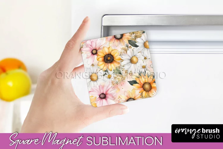 Pink Flowers Magnet Sublimation - Watercolor Magnet Design