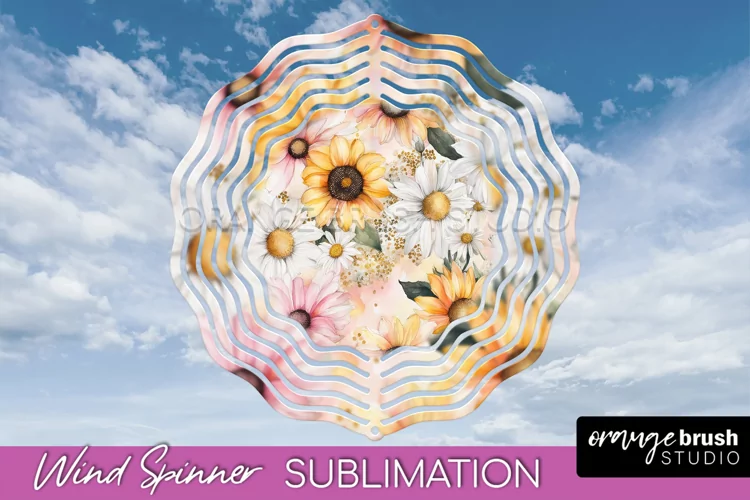 Pink Flowers Wind Spinner - Summer Wind Spinner Sublimation