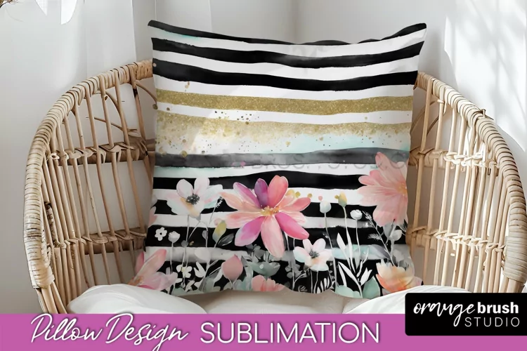 Watercolor Flowers Pillow Cover - Summer Pillow Sublimation