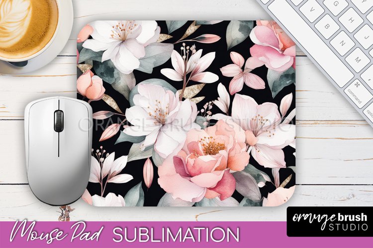 Floral Mouse Pad PNG - Pink Flowers Mousepad Sublimation