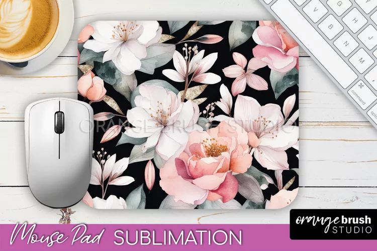 Floral Mouse Pad PNG - Pink Flowers Mousepad Sublimation