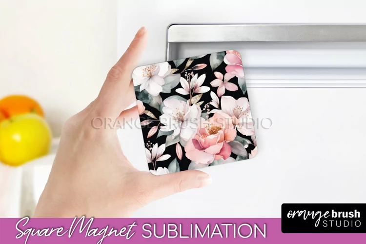 Pink Flowers Magnet Sublimation - Watercolor Magnet Design