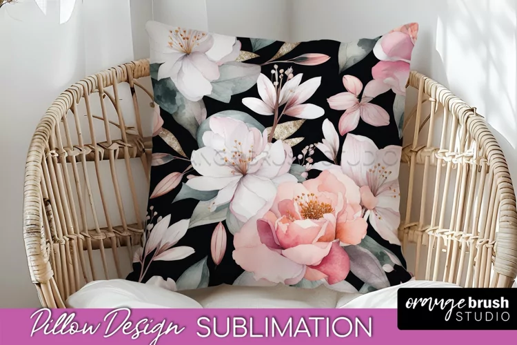Watercolor Flowers Pillow Cover - Summer Pillow Sublimation