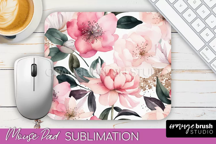 Floral Mouse Pad PNG - Pink Flowers Mousepad Sublimation