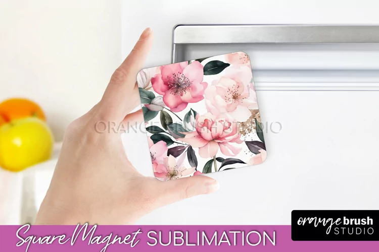Pink Flowers Magnet Sublimation - Watercolor Magnet Design